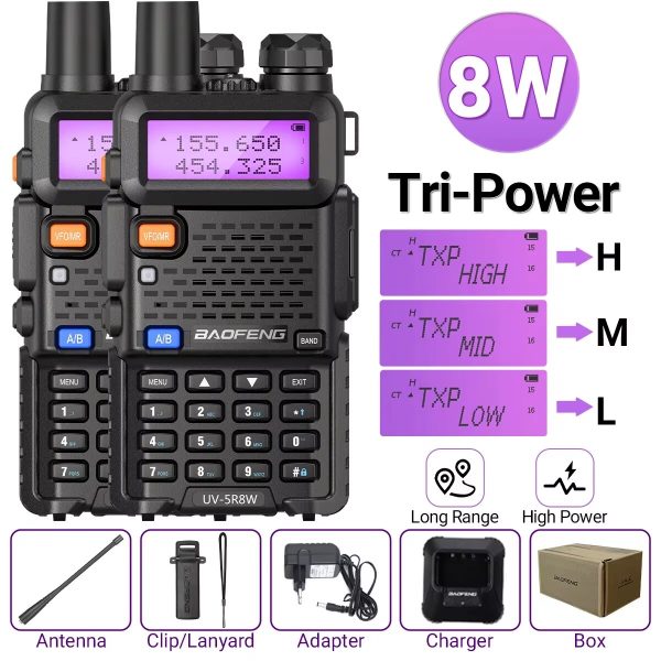 Baofeng UV 5R 8W Walkie Talkie Dual Band VHF UHF Portable FM Amateur 1800mAh UV5R Two way Radio - Image 5
