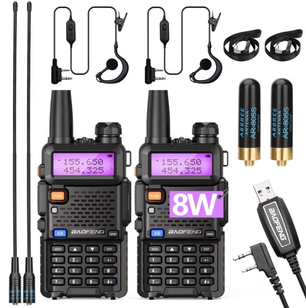 Baofeng UV 5R 8W Walkie Talkie Dual Band VHF UHF Portable FM Amateur 1800mAh UV5R Two way Radio