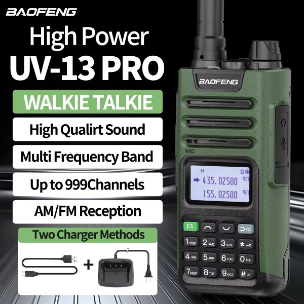 BaoFeng M-13 PRO V1 V2 High Power Multi Band Walkie Talkie Type-C Charger Long Range Upgraded UV-13 PRO V1 V2 Ham Two Way Radio