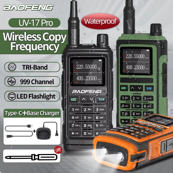 Baofeng UV-17 Pro Wireless Copy Frequency Walkie Talkie 16 KM Long Range Flashlight Type-C Charger Ham Radio UV 17 Pro L K5 5R
