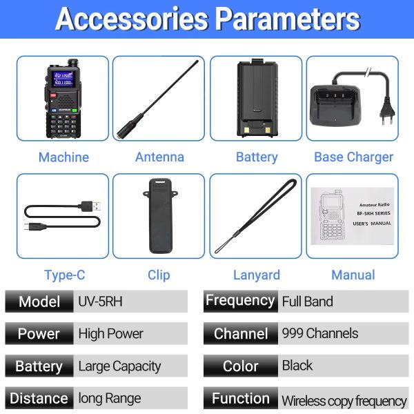 Baofeng UV-5RH 10W Multi Band Walkie Talkie Long Range Wirless Copy Frequency NOAA 999CH Type-C Upgraded UV-5R Ham Two Way Radio - Image 6