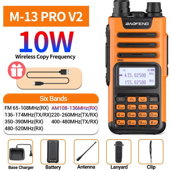 BaoFeng M-13 PRO V1 V2 High Power Multi Band Walkie Talkie Type-C Charger Long Range Upgraded UV-13 PRO V1 V2 Ham Two Way Radio - Image 4